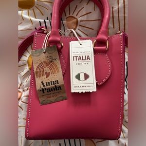 ANNA PAOLA Fuschia , Made In Italy Leather Mini Crossbody